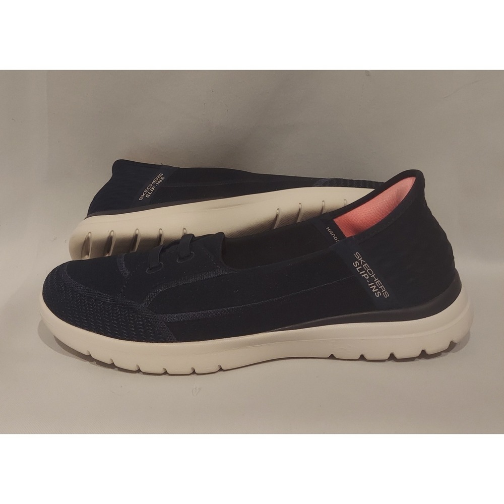 Skechers Womens Navy On-The-Go Flex Top-Notch Slip-Ins Sneakers Shoes Size 8